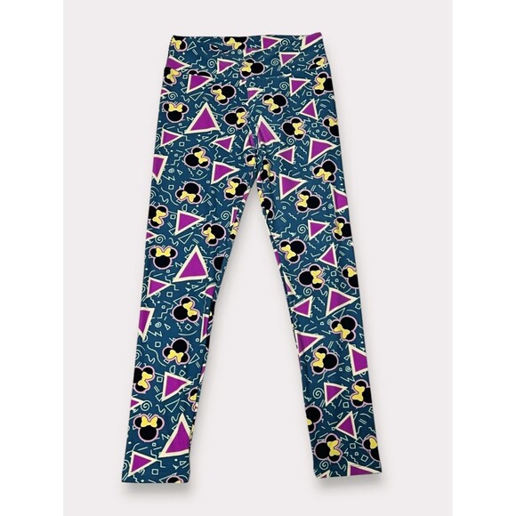 Lularoe X Disney Leggings Minnie Mouse Blue Retro Geometric Comfort Stretch OS - Picture 1 of 5